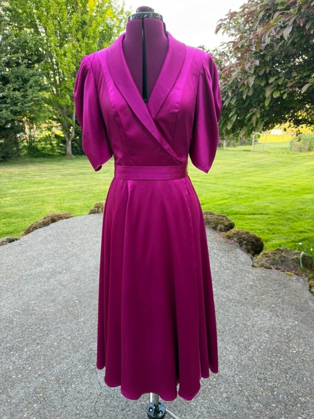 Pink Satin Fit & Flare Dress